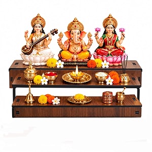 3 steps for pooja mandir  pooja stand for idols  15 inch wooden stand