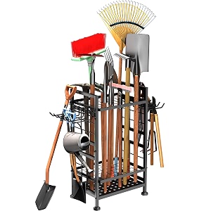 3 tier garden tool organizer garage storage and organization metal yard tools storage up to 78 tools heavy duty garden tool organizer for garage yard patio shed indoors and outdoors black