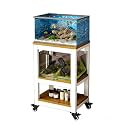 3-Tier Rolling Aquarium Stand with Enclosed Display Shelf &amp; Storage - Heavy-Duty Fish Tank Holder for Small/Medium Tanks Mobile Cart with Lockable Wheels for Home, Office, or Hobby Rooms(Brown,41x30x103cm/16x12x41")