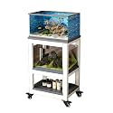 3-Tier Rolling Aquarium Stand with Enclosed Display Shelf &amp; Storage - Heavy-Duty Fish Tank Holder for Small/Medium Tanks Mobile Cart with Lockable Wheels for Home, Office, or Hobby Rooms(Gray,71x30x103cm/28x12x41")