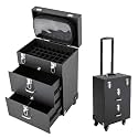 3-Tier Rolling Makeup Train Case with 2 Drawers for Nail Technician Salon