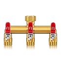 3-Way Garden Hose Splitter, Heavy-Duty Brass, 3/4" GHT (Red)