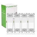 3 Way Switch White, Greencycle 4 Pack Three Way/Single Pole Light Switch Rocker Switches 15A 120/277V, On/Off Rocker Paddle Interrupter, Residential/Commercial Grade,Home & Office,UL/CUL
