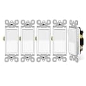 3 Way Switch White, Greencycle 5 Pack Three Way/Single Pole Light Switch Rocker Switches 15A 120/277V, On/Off Rocker Paddle Interrupter, Residential/Commercial Grade,Home &amp; Office,UL/CUL