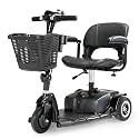 3 Wheel Mobility Scooters for Adults, Collapsible Folding Travel Scooter with Long Range Battery & Charger, Portable Electric Powered Wheelchair for Seniors, Includes Basket and Cup Holder (Black)