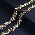 3 Yard Rhinestone Trim Chain Gold Yellow String Strips Crystal Applique Fringe Ribbon Beads Sewing for Dress DIY Party Wedding Bouquet Decoration Bridal Costume Embellishment
