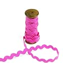 3 Yards of POLLY 8mm Rigid Ric-Rac Trim on a Wooden Spool, Hot Pink