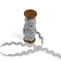 3 Yards of POLLY 8mm Rigid Ric-Rac Trim on a Wooden Spool, Morning Fog