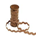 3 Yards of POLLY 8mm Rigid Ric-Rac Trim on a Wooden Spool, Cinnamon Tan
