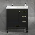 30" Bathroom Vanity with Sink - Single Sink Vanity Cabinet with Soft-Close Door &amp; 3 Drawers (Black)