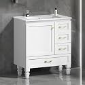 30" Bathroom Vanity with Sink - Single Sink Vanity Cabinet with Soft-Close Door & 3 Drawers (White)
