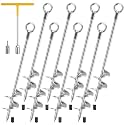 30" Ground Anchors Heavy Duty, 8 Pack Solid Steel Ground Anchors Screw in