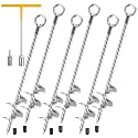 30" Ground Anchors Heavy Duty, 6 Pack Solid Steel Ground Anchors Screw in