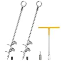 30" Ground Anchors Heavy Duty, 2 Pack Solid Steel Ground Anchors Screw in