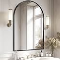 Black Arched Mirror 30x48in, Metal Framed Bathroom Vanity Wall
