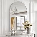 Silver Arched Mirror 30x48in, Metal Framed Bathroom Vanity Wall
