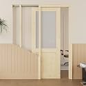 30x80 Sliding Pocket Door,Half Lite Pine Frosted Glass Doors,Hidden Doors