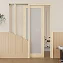 30x80 Sliding Pocket Door,1 Lite Pine Frosted Glass Doors,Hidden Doors