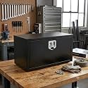 30"x14"x16" Steel Topsider Truck Storage Box with T-Handle, Black