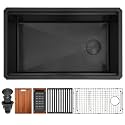 30"X18" Black Undermount Stainless Steel Kitchen Sink Offset Drain
