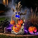 30.9-Inch Halloween Water Fountain with Pumpkins and Skeleton