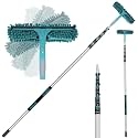 TelesPro 30 Feet High Reach Window Squeegee with 6-24 Ft Extension Pole, Window Cleaner Tool with 5-Stage Telescoping Pole, Window Cleaning Kit with Rotatable Head (2 Squeegee &amp; 2 Microfibre Cloths)