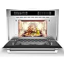 30 Inch Built-In Convection Microwave Oven Combo, 1.6 Cu. Ft., 1700W - Air Fryer - Broil, Bake, Roast - Touch LCD Control, Drop-Down Door, Child Safety Lock - Stainless Steel - Color:
