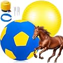 30 Inch Herding Ball for Horses with Cover and Pump, Yellow Blue
