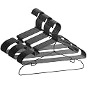 30 Pack Black Aluminum Hangers, 16.5 Inch Non-Slip Metal Clothes Hangers, Lightweight Sturdy and Bulk Space-Saving Hangers for Pants, Skirt, Shirt, Dress, Tie