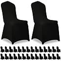 30 Pack Black Stretch Polyester Spandex Chair Covers Universal Washable Removable Chair Slipcovers Protector for Wedding Banquet Events Party Dining Decoration