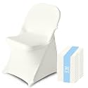 30 Pack Chair Covers for Folding Chairs, Polyester Spandex Chair Cover Stretch Slipcovers for Banquet, Wedding, Party, Folding, Holidays, Ivory