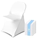 30 Pack Chair Covers for Folding Chairs, Polyester Spandex Chair Cover Stretch Slipcovers for Banquet, Wedding, Party, Folding, Holidays, White