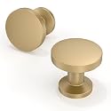 30 Pack Champagne Bronze Cabinet Knobs 1-1/5 Inch(30mm) Single Hole Cabinet Pulls Round Kitchen Cabinet Knobs Drawer Knobs Dresser Knobs