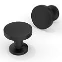 30 Pack Matte Black Cabinet Knobs 1-1/5 Inch(30mm) Single Hole Cabinet Pulls Round Kitchen Cabinet Knob