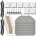 (30 Pack) T20+ T25+ T30+ Replacement Parts Compatible with Airrobo T20+ T25+ T30+ Robot Vacuum Cleaner, 2 Roller Brush, 8 Side Brushes, 7 Dust Bags, 7 HEPA Filters, 6 Mop Pads, Accessories Kit