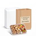 30 Pack Take Out Food Containers, 14.2oz Disposable Bowls 420ml Kraft Paper Take Out Boxes with Lid, Disposable To Go Container Take Out Containers, Greaseproof Paper Bento Box Takeout Lunch Boxes