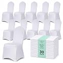 30 Pack White Spandex Chair Covers – Stretch Polyester Slipcovers for Wedding, Banquet, Party &amp; Dining Chairs – Flat Front Design, Universal Fit
