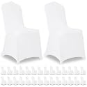 30 Pack White Stretch Polyester Spandex Chair Covers Universal Washable Removable Chair Slipcovers Protector for Wedding Banquet Events Party Dining Decoration