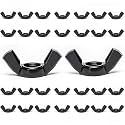 30 PCS 1/4-20 Wingnuts, Carbon Steel Wing Nuts Black Zinc Plated Fasteners Parts Butterfly Nut (Black, 1/4-20)