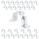 30 PCS 1-9/16 Inch Reinforced Rigid Pipe Strap, 2 Holes U Bracket Cable Clamp Hanger, Zinc Coated Tension Tube Clip, Conduits Strap Clamps for Pipe Fixing on Various Surfaces, 30 PCS(40 mm)