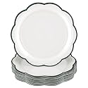 30 Pcs Dark Green and White Paper Plates 9 Inch Scalloped Christmas Plates