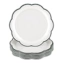 30 Pcs Dark Green and White Paper Plates 7 Inch Scalloped Christmas Plates