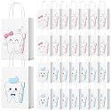 30 Pcs Dental Goodie Bags with Handles, Paper Tooth Patient Gifts Bags, Tooth Themed Office Giveaway Supplies for Dental Clinics, Hygienist, Assistant, Dentist