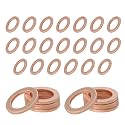 30 PCS Oil Drain Plug Gasket, 14mm Copper Oil Drain Plug Washer Gaskets Seals Replacement, Crush Washer Oil Drain Plug for OEM PN Part 007603-014106, Car Accessories
