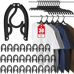 30 pcs travel hangers portable foldable travel hanger organizer plastic travel accessories essentials clothes drying rack folding hangers for traveling camping rv cruises black