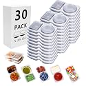 30 Sets Reusable Snack Containers Double Compartment Snackle Box Container with Lids - Leak-Proof BPA-Free Food Storage, Condiments Portion Control Dip Cups for Kids School Lunches, Meal Prep, Takeout