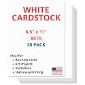 30 Sheets of Heavyweight White Cardstock Ideal for Business Cards, Art Projects, Invitations, and Stationery Printing | 80 lb Weight | 8.5 x 11 inches | Thick Cover Stock (216 gsm) |