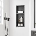 30 x 12 Inch Stainless Steel Shower Niche, No Tile Needed Wall Niche with 3- Tier Shelves, Recessed Wall Niche Insert for Bathroom Shower Kitchen Storage, Gun Gray