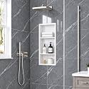 30 x 12 Inch Stainless Steel Shower Niche, No Tile Needed Wall Niche with 3- Tier Shelves, Recessed Wall Niche Insert for Bathroom Shower Kitchen Storage, Matte White