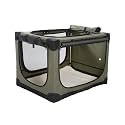 30 x 21 x 21 Inch Collapsible Soft Dog Crate for Dogs Up to 50 lbs, Portable Travel Pet Kennel with 4 Zip Doors, Foldable Indoor Outdoor Crate with Mat, Carry Bag, Green